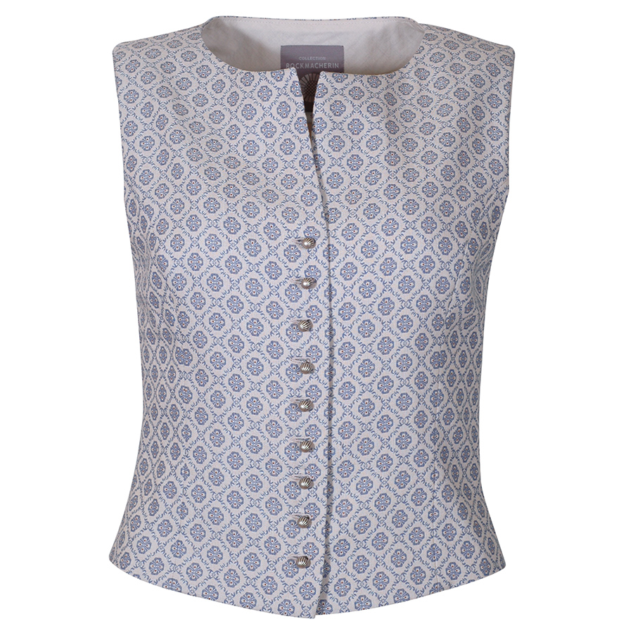 Rockmacherin Trachtenweste Nanni Allgayer, blau-beige, gemustertes Jacquard #1