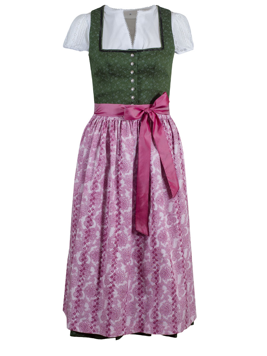 Wenger Baumwolldirndl Elfriede, laub-pink, 80lg #1