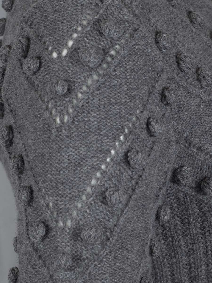 fei scho schee Damen Strickjacke midgrey, Noppenmuster #5