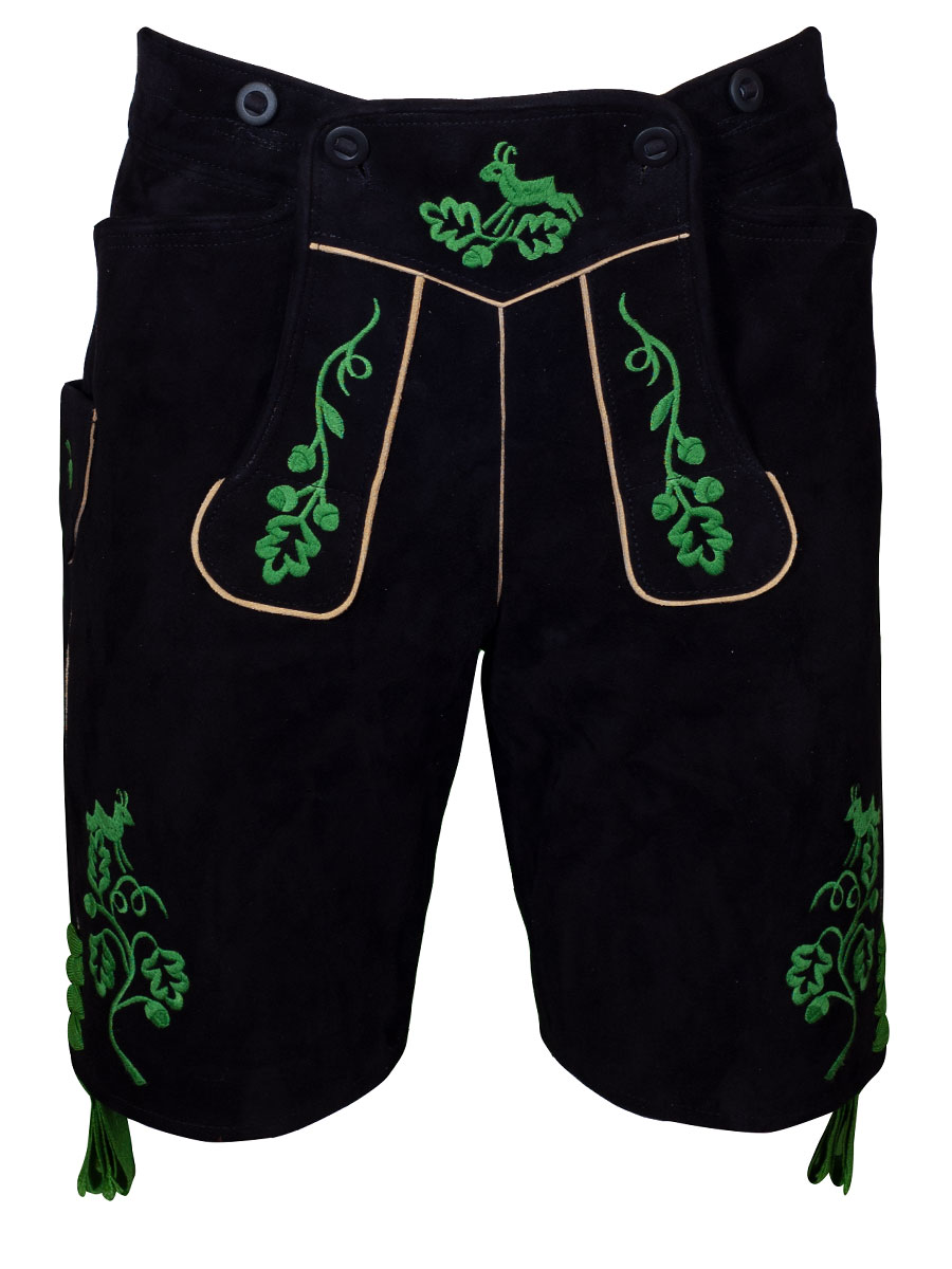 hausg´macht Lederhose Originaltracht kurz Kronach Wildbock, schwarz #1