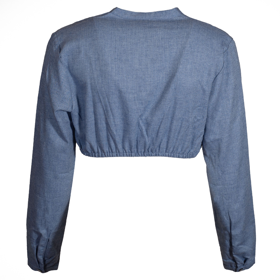 Hammerschmid Anni Dirndlbluse, hellblau, Langarm, Flanell, Fischgrat #2