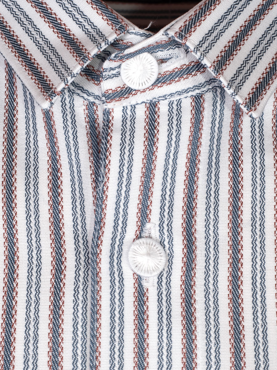Arzberger Herrenhemd, hellblau-orange, gestreift, Liegekragen, Pfoad #2