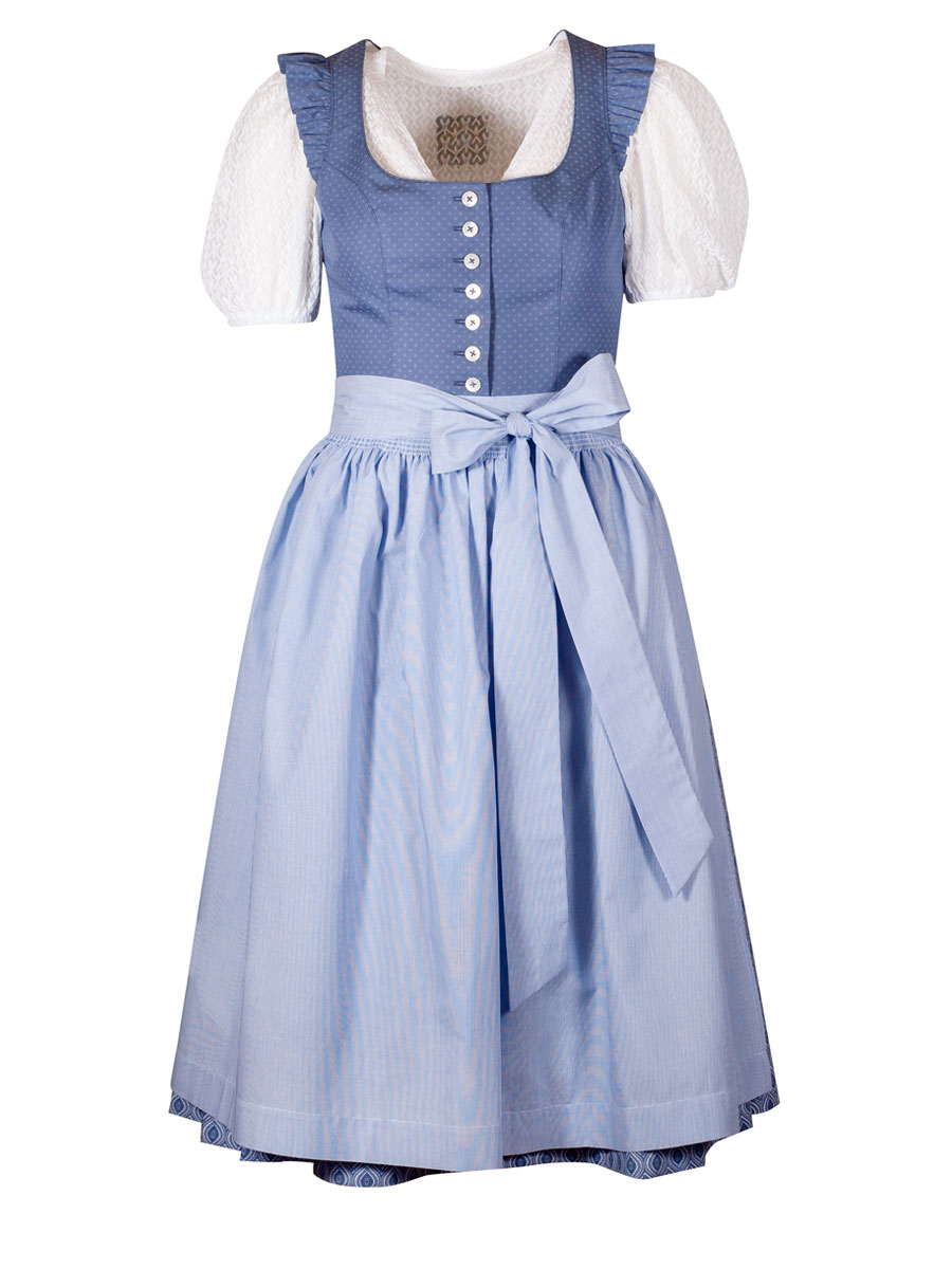 Hammerschmid Dirndl Ledrosee, mittelblau, Flügelarme, 70lg #2