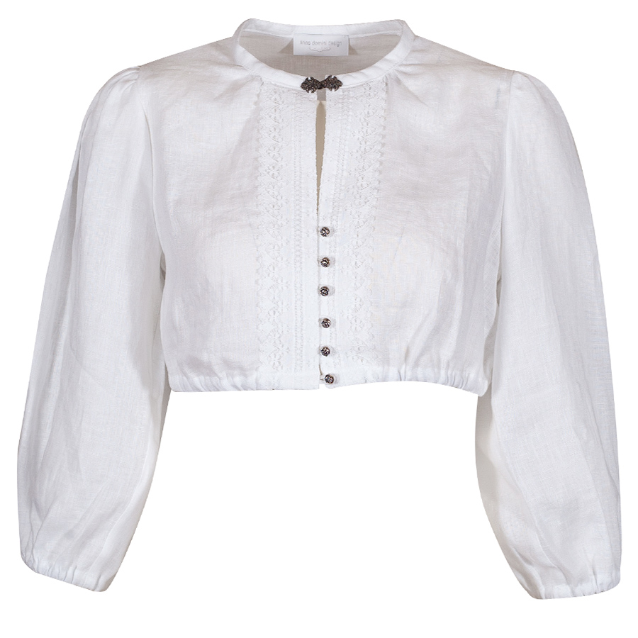 Anno Domini Design Dirndlbluse Emilia, weiß, Leinen, weiter Arm #1