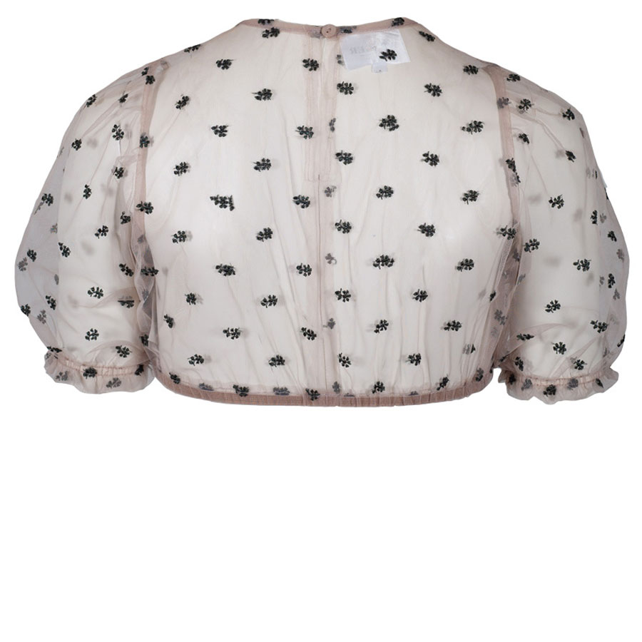 Wenger Dirndlbluse Colin Organza, transparent, Blümchenstick tanne #2
