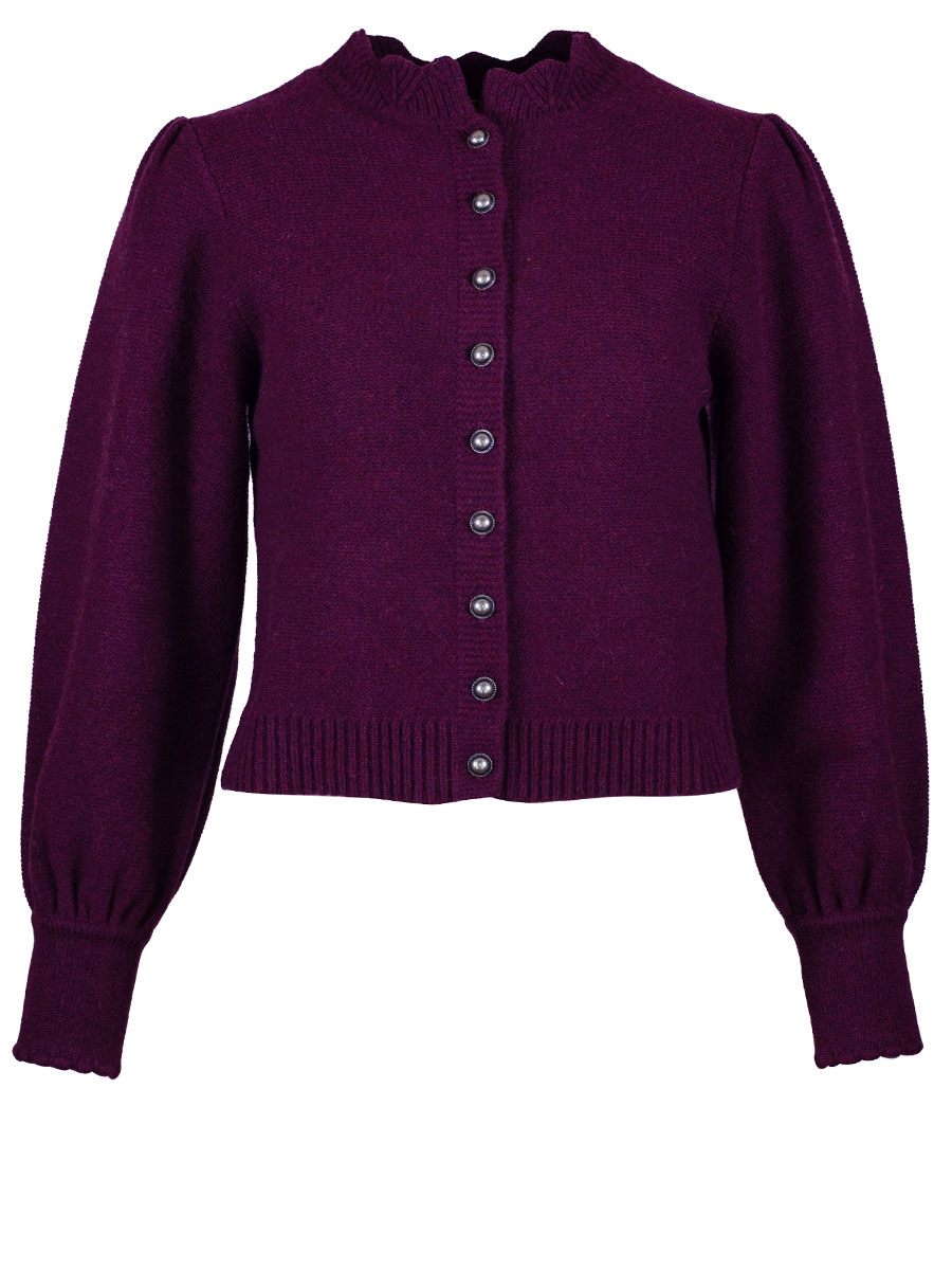 fei scho schee Strickjacke, loganberry, weite Puffarme #1