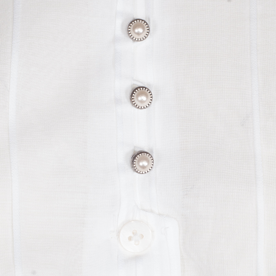 Wallmann Dirndlbluse weiß, elegant, hochgeschlossen, Kragen, Stretchrücken #4