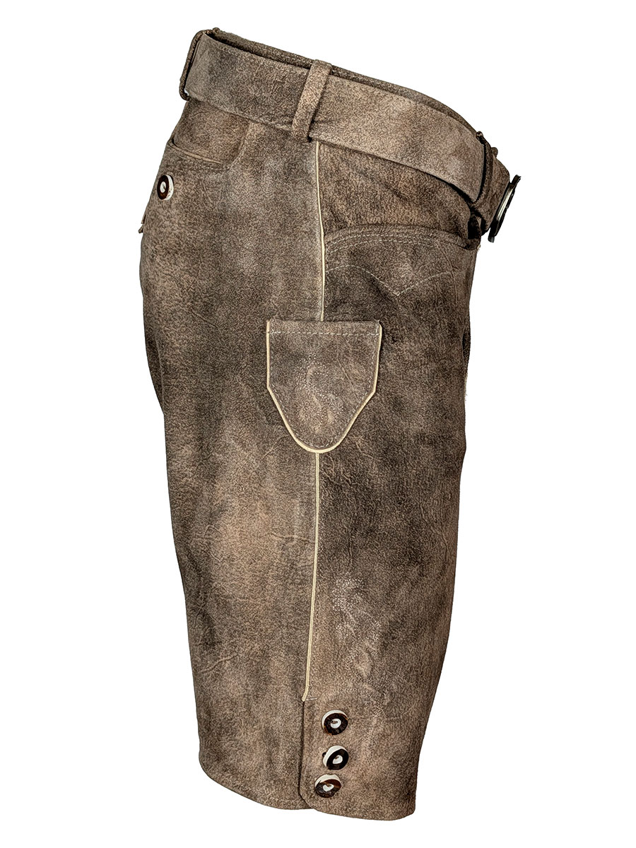 Spieth & Wensky Kurze Lederhose Rampoldi mit Gürtel, honey, heller Stick #3
