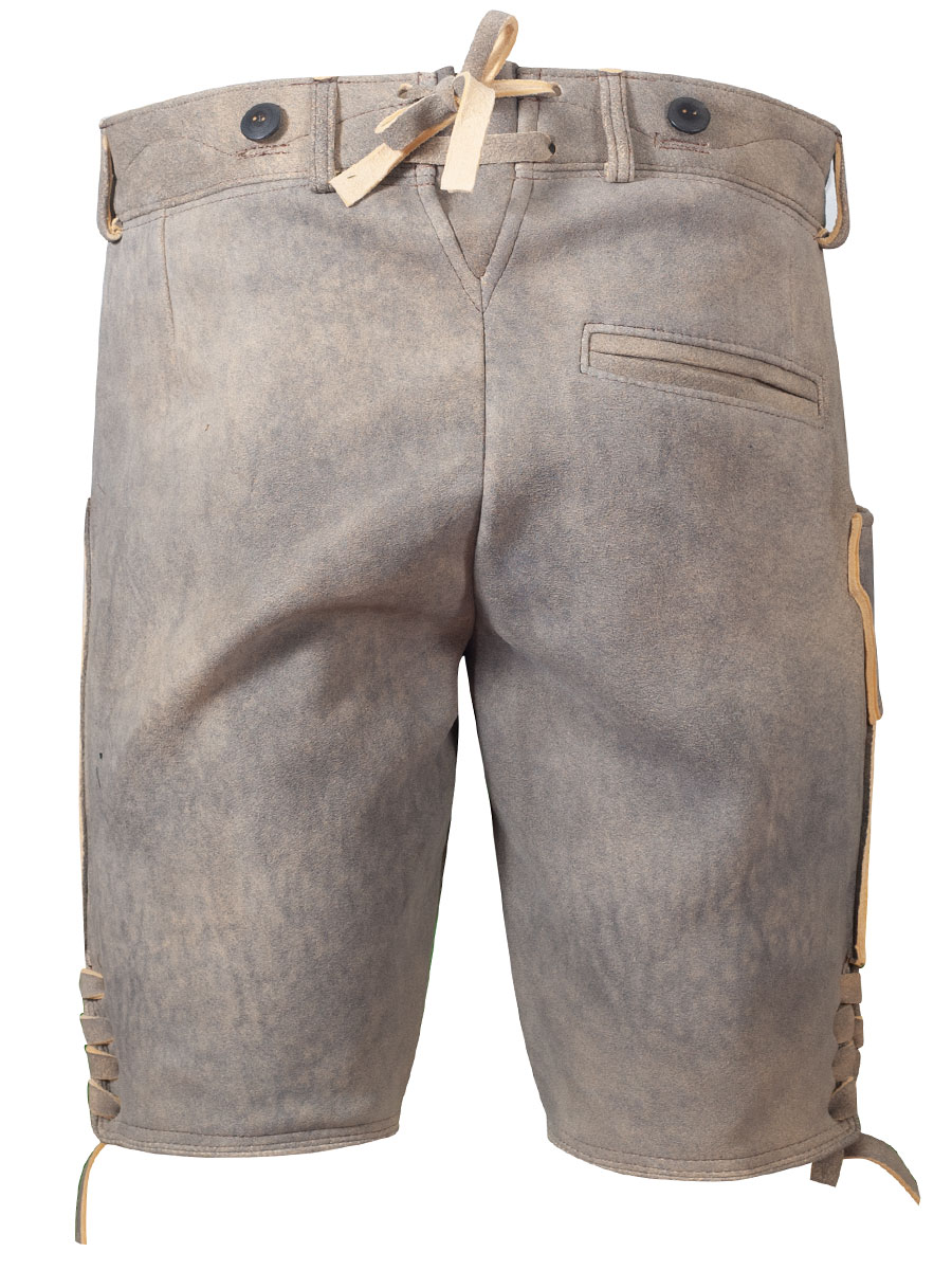 Weinbauer Kurze Lederhose Ludwig, Rothirsch, granit, schwarzer Stick #3