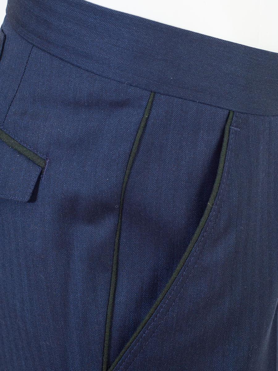 Viererspitz Stresemannhose Jakob, marineblau, seitlich grünes Paspol #5