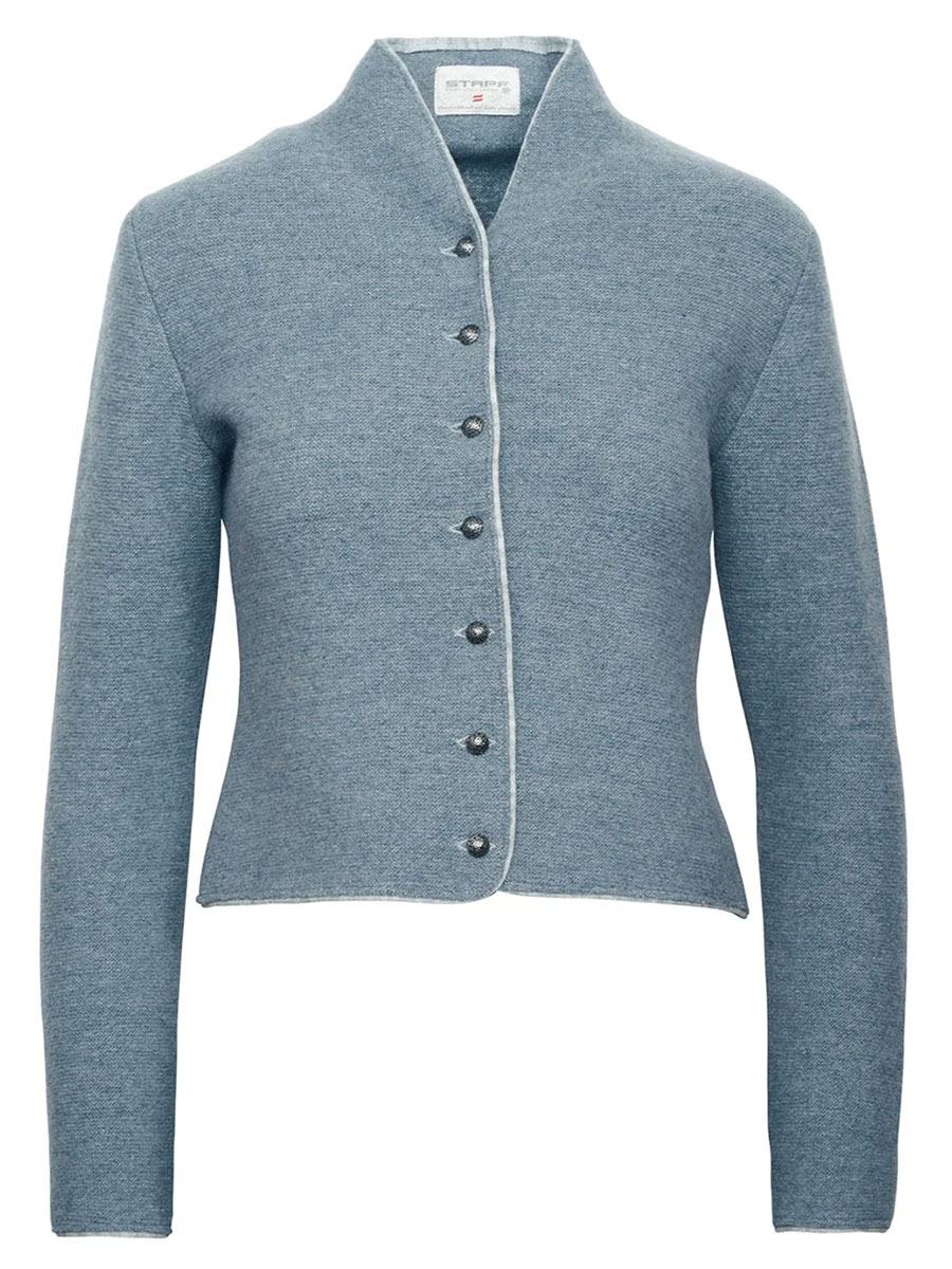 Stapf Strickjacke Dorika, rauchblau, Abschlüsse rolliert #1
