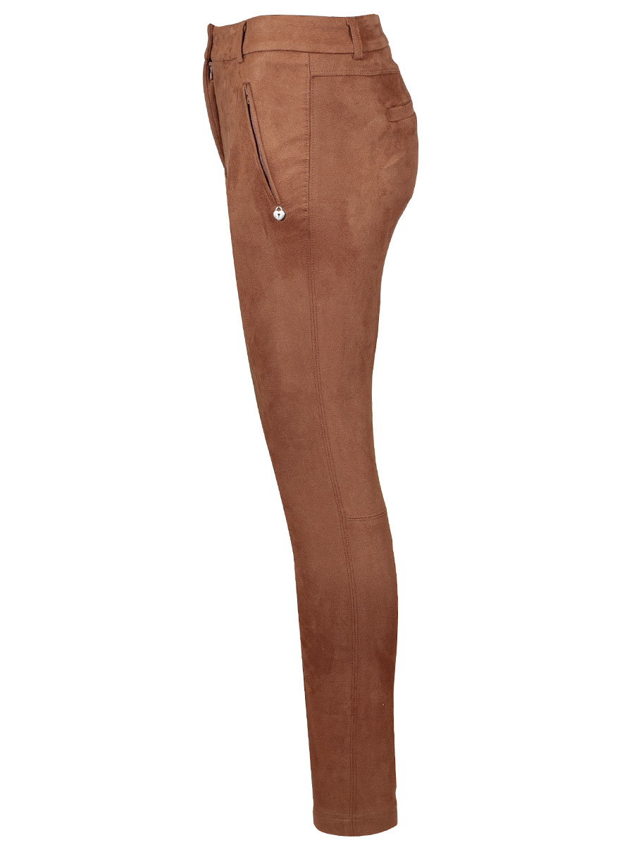Von & Zu Skinny Hose, Velour Kunstleder, camel #3