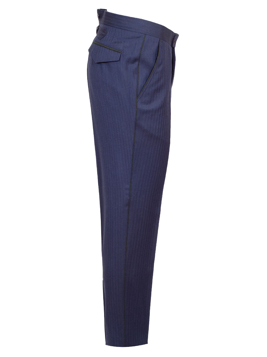 Viererspitz Stresemannhose Jakob, marineblau, seitlich grünes Paspol #2