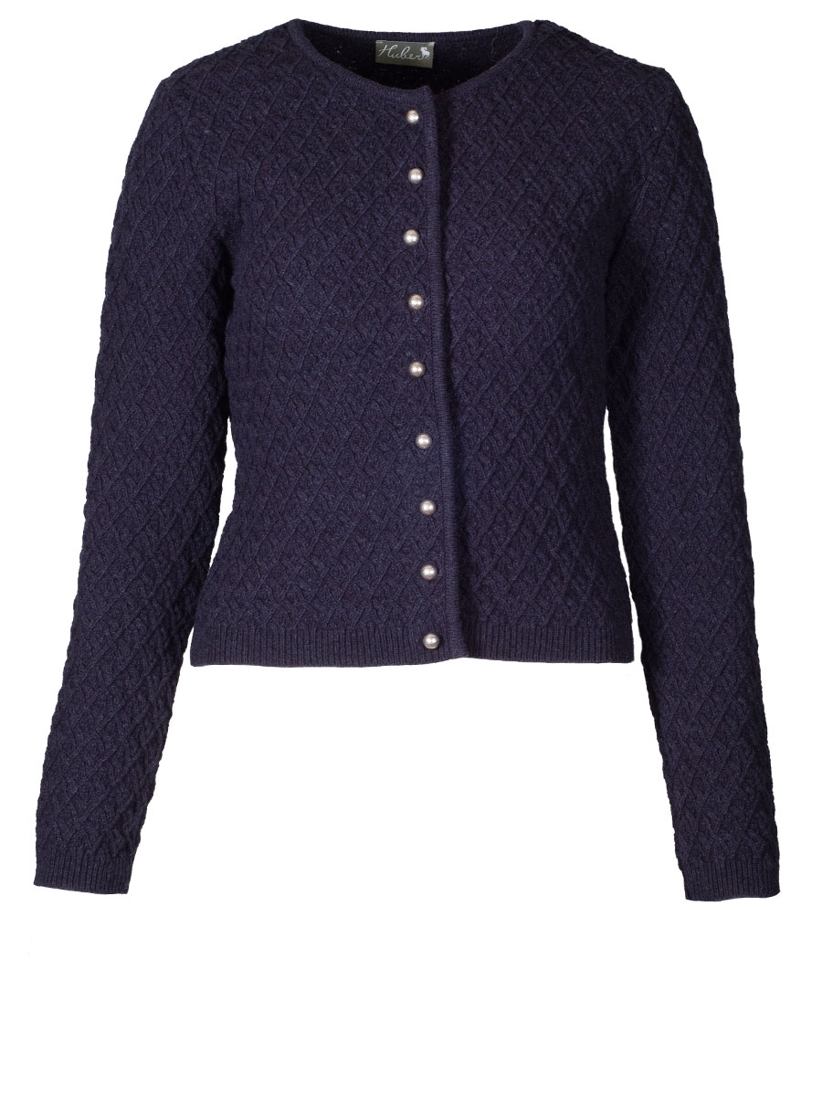 hausg'macht Strickjacke Fridl, marine, Rautenmuster #1