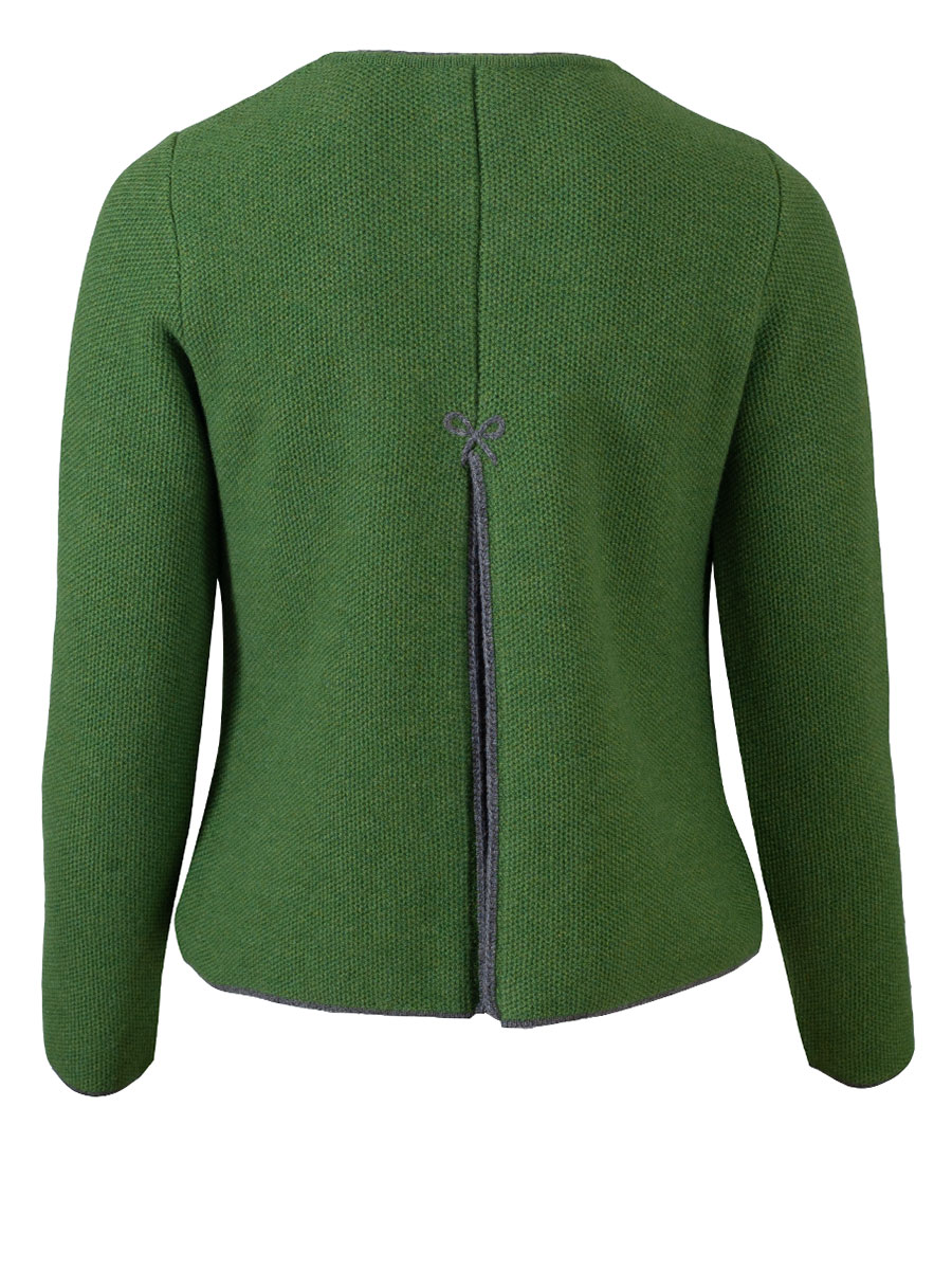 Astrifa Bischofswiesen Strickjacke, grün-grau, Rückenfalte #5
