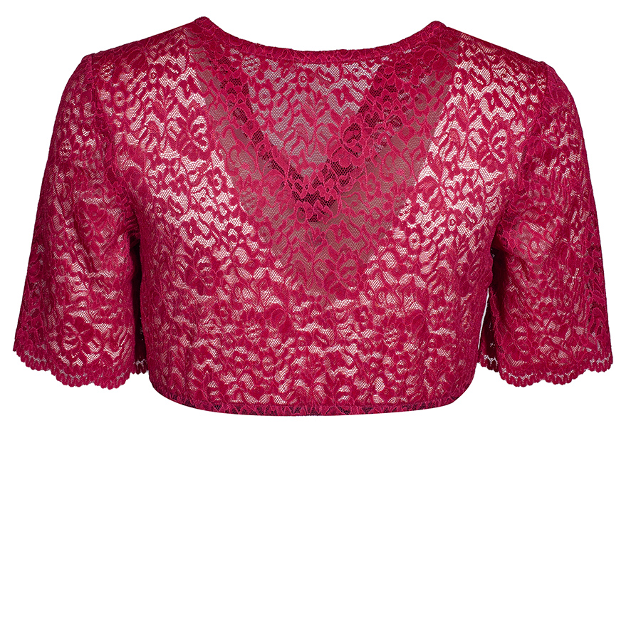 Waldorff Spitzen-Dirndlbluse beere, Kurzarm, V-Ausschnitt #3