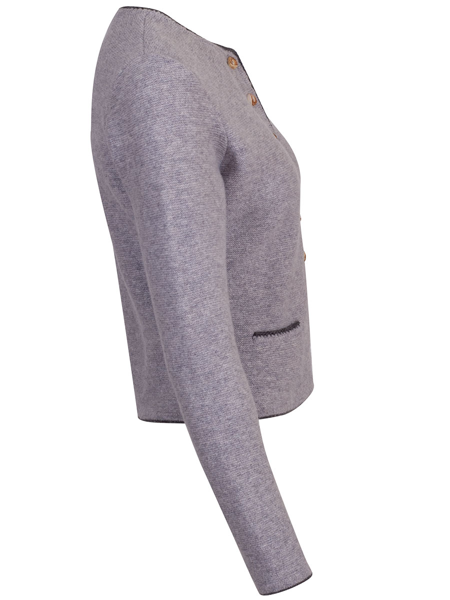 Astrifa Dirndlstrickjacke Finsing, hellgrau, dunkelgraue Einfassung #2