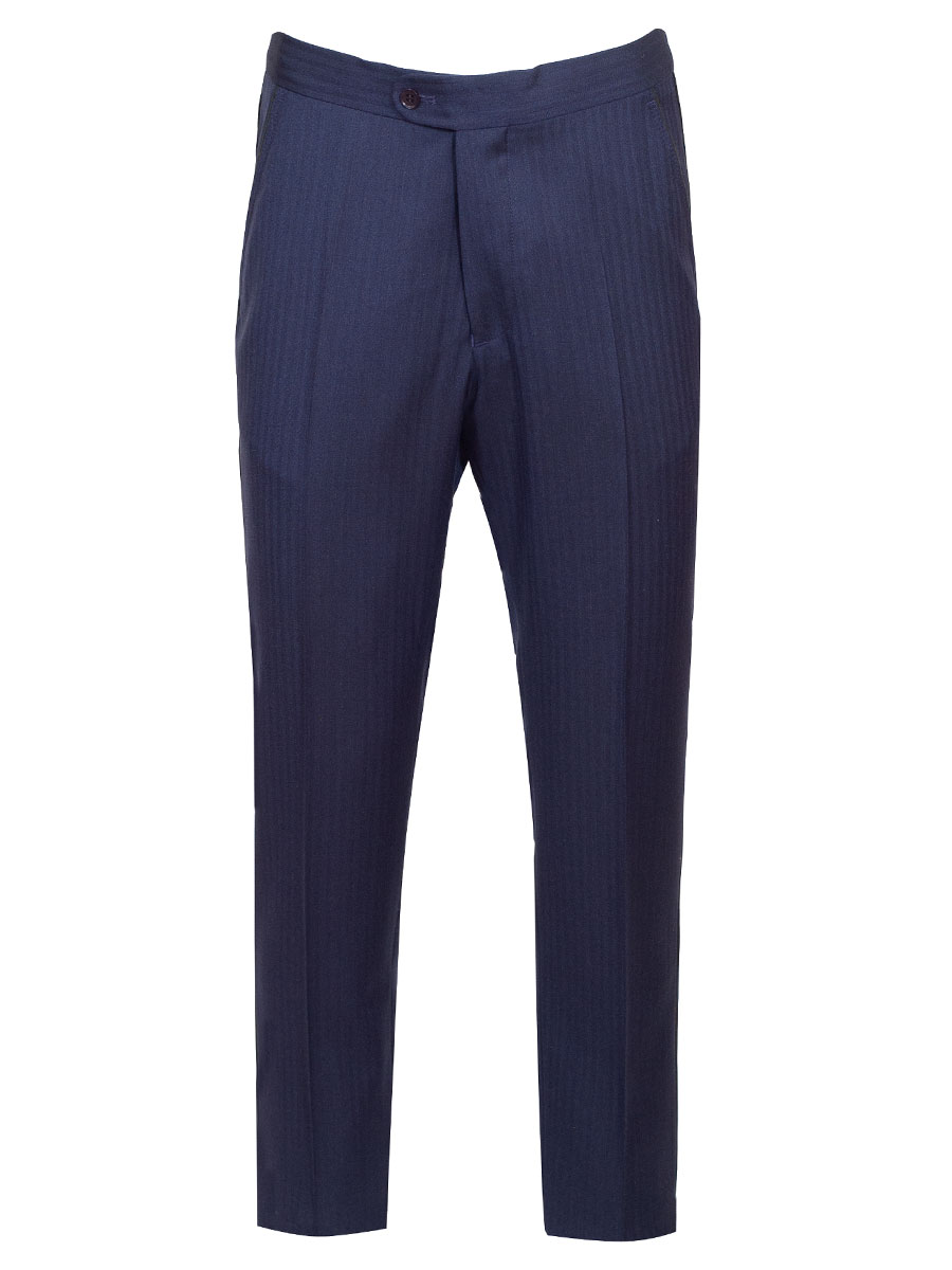 Viererspitz Stresemannhose Jakob, marineblau, seitlich grünes Paspol #1