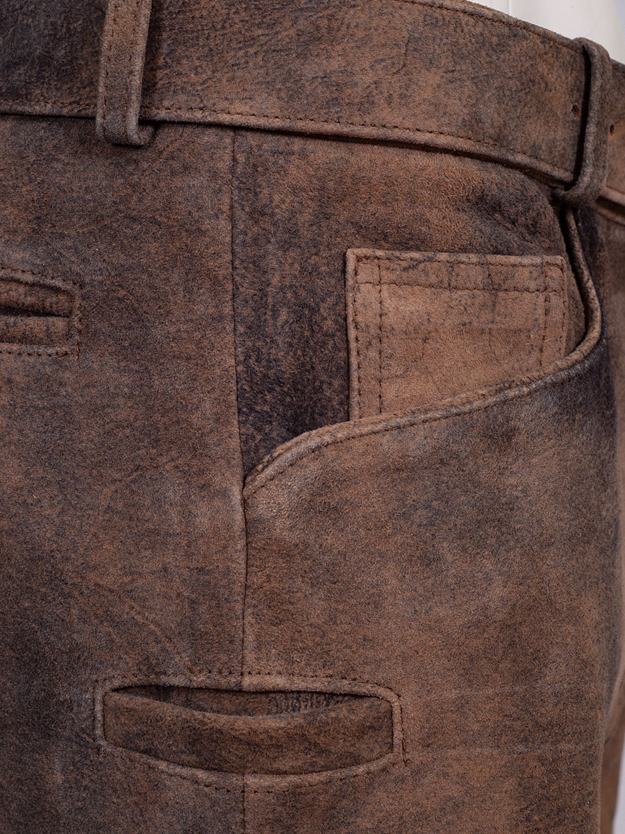 Schloß Orth kurze Lederhose Pilsach, rinde used, Wildbock, mit Gürtel #5