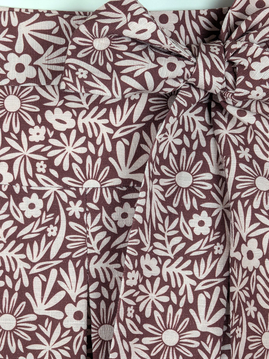 Hiebaum Faltenrock Damen, weinrot, Blumenmuster, Stoffgürtel #3