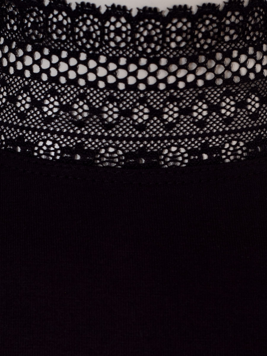 Feli und Hans Langarmshirt Parndorf, schwarz, Spitzenkragen, hochgeschlossen, Stretch #4