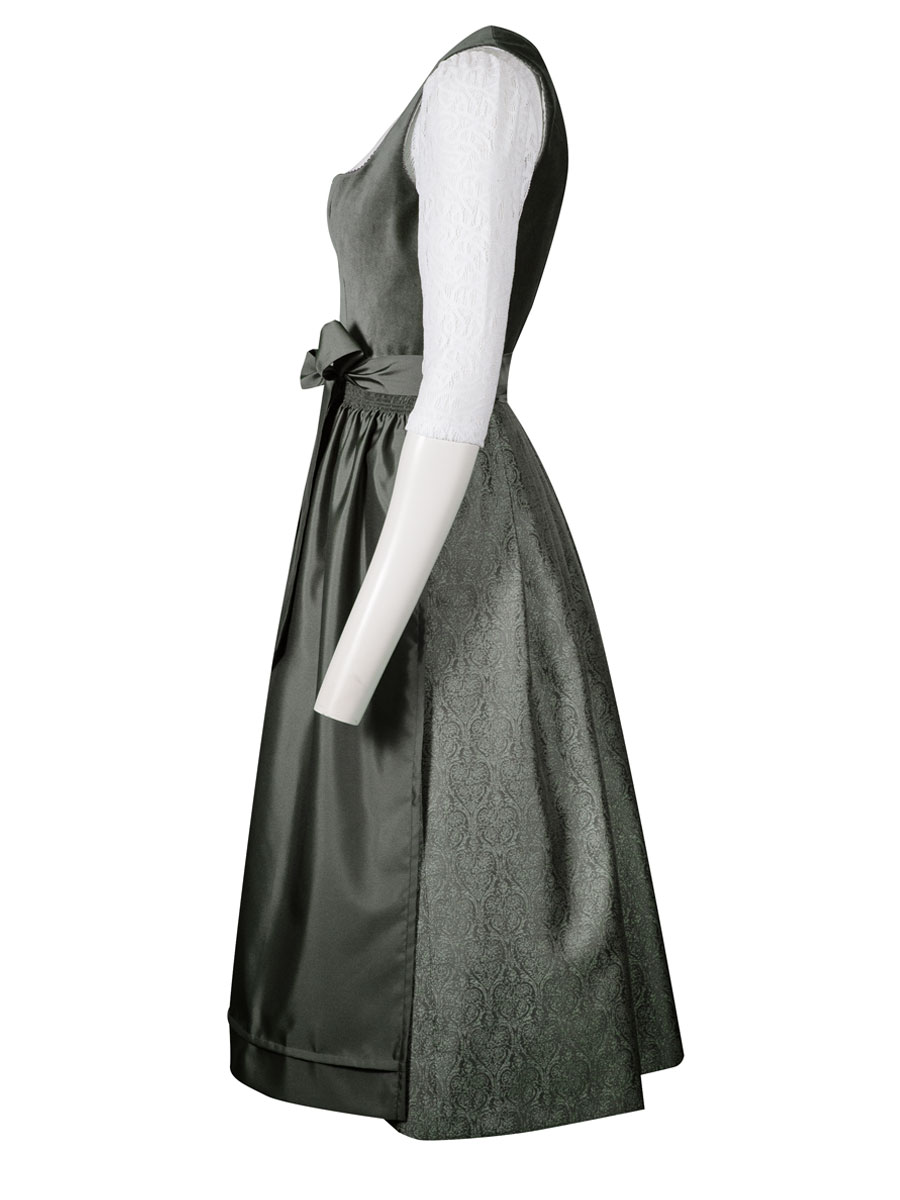 Wenger Dirndl Runa, Samtmieder, salbei, elegant, 80lg #2