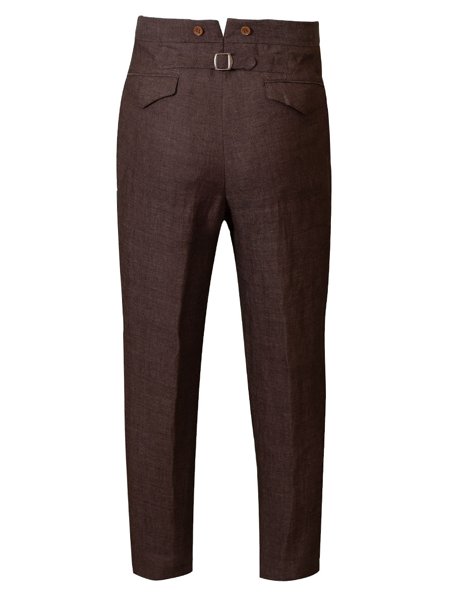 Viererspitz Markus Leinenhose, braun, hinten Riegel #2