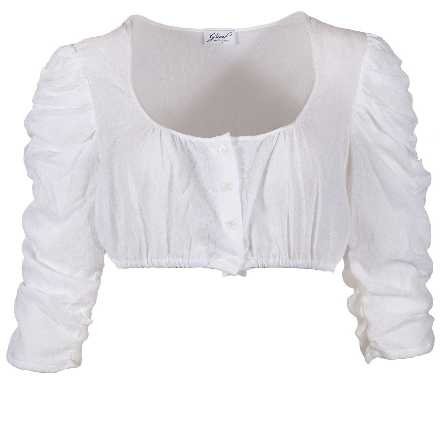 Wallmann Dirndlbluse weiß, geraffte Arme #1