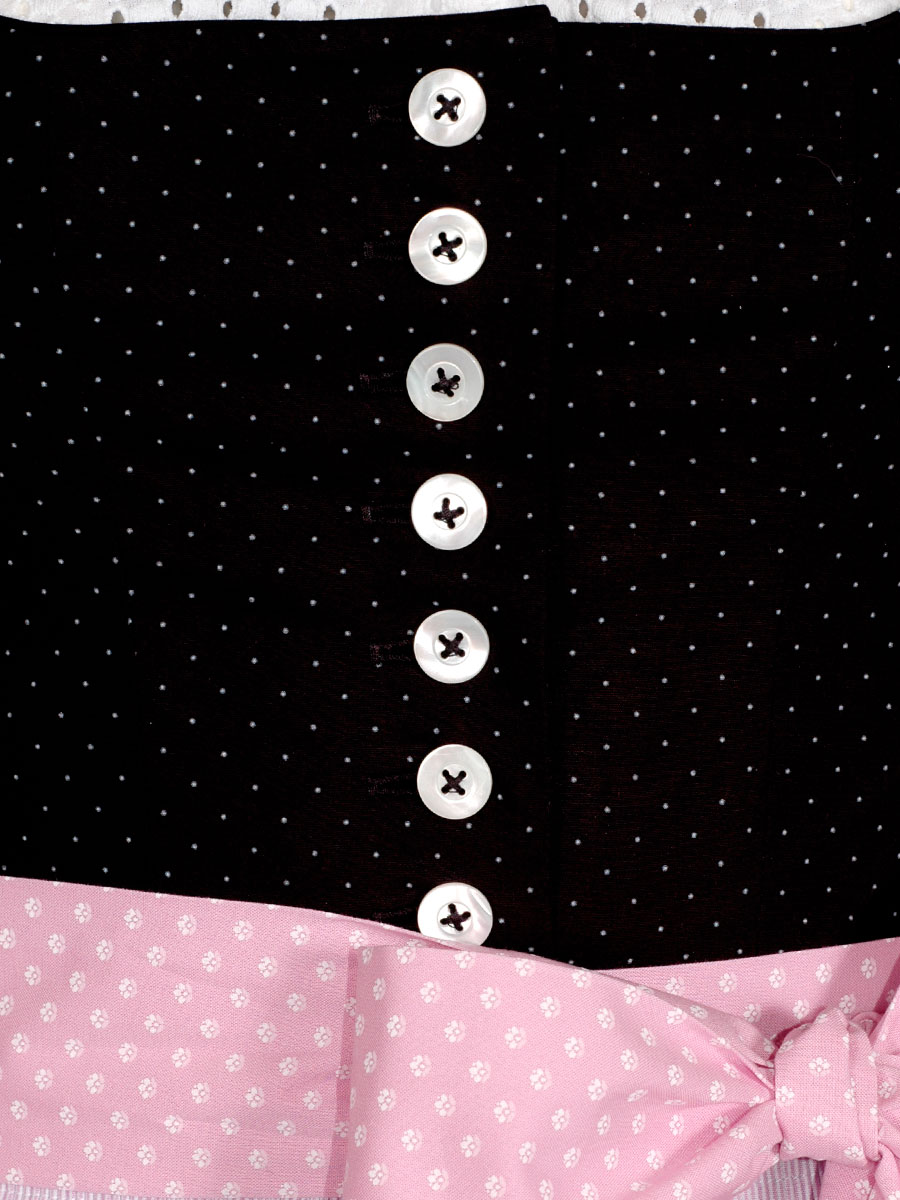 hausg'macht Dirndl Pillersee, schwarz, gemustert, rosa Schürze, 80cm #6