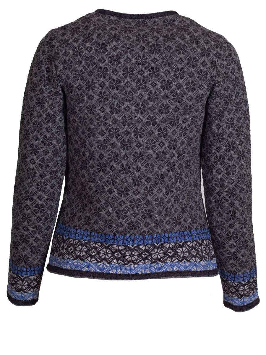 Huber Strickjacke Jutta, grau-blau, Norwegermuster #2