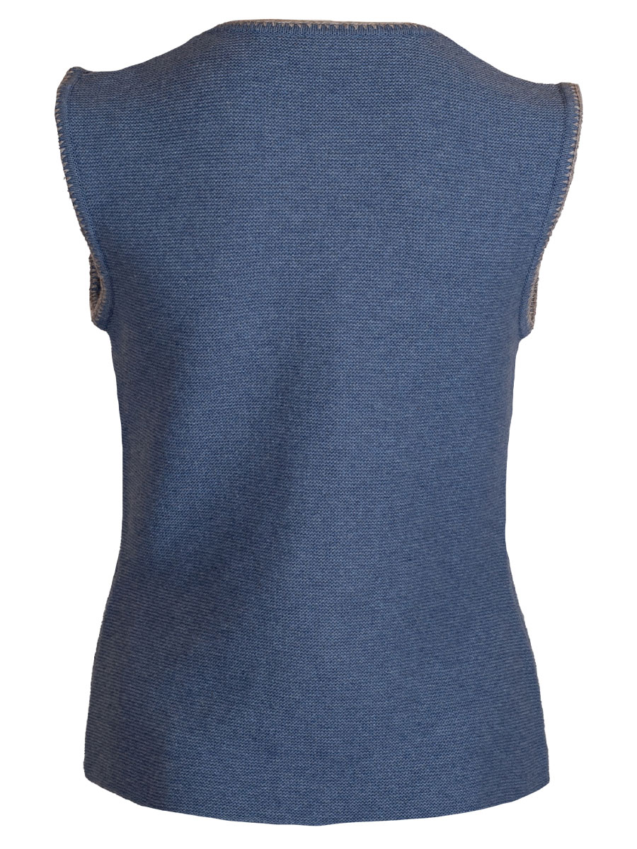 Huber Strickweste Freyi, blau, silbergraue Einfassung #2