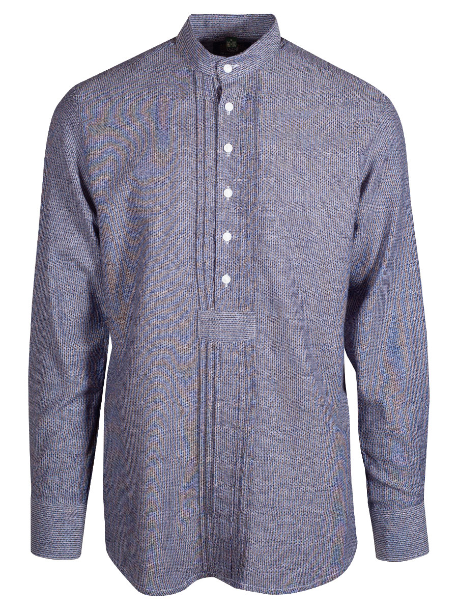 Orbis Trachtenhemd, Pfoad, dunkelblau, meliert, Slim Fit, Stehkragen #1