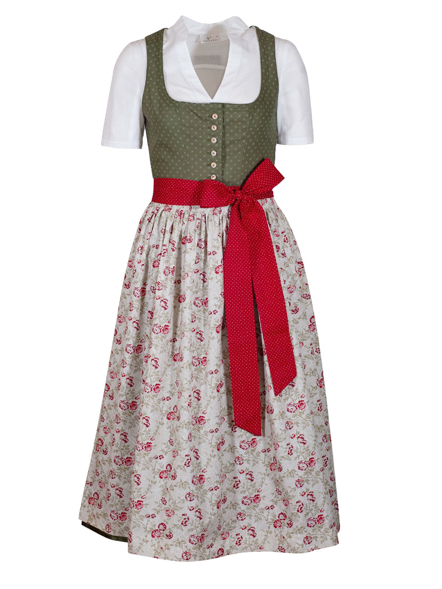 hausg'macht Pillersee Baumwolldirndl, grün-rot gemustert, 80lg #1