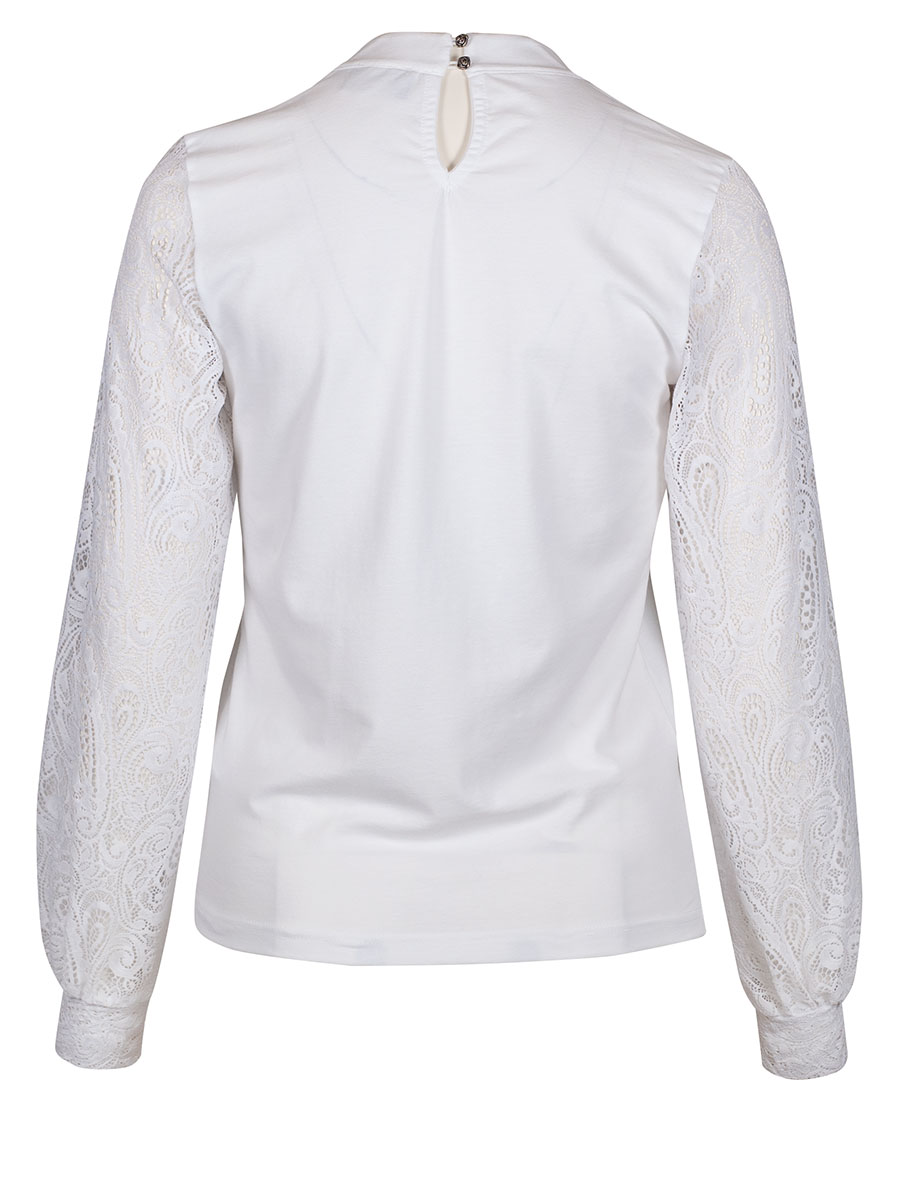 Anna Shirtbluse, Langarm, Spitzenärmel, weiß #3