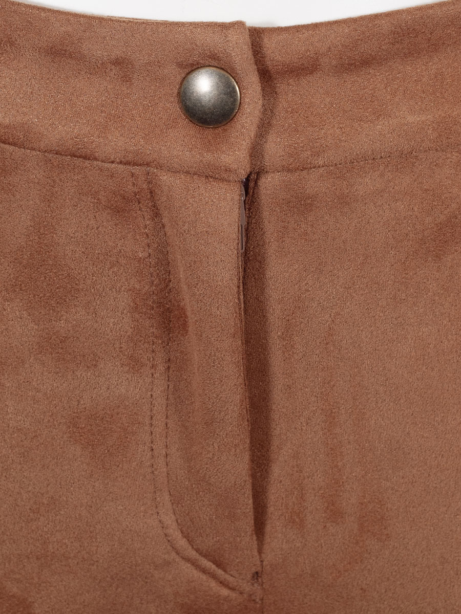 Von & Zu Skinny Hose, Velour Kunstleder, camel #5