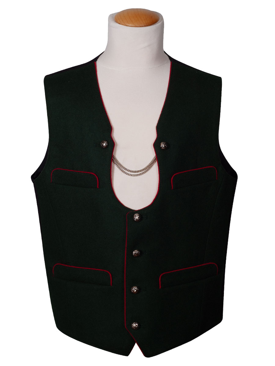 NEW G.O.L Trachtenweste, Ketterlweste, moosgrün, rotes Paspol, Buben #1
