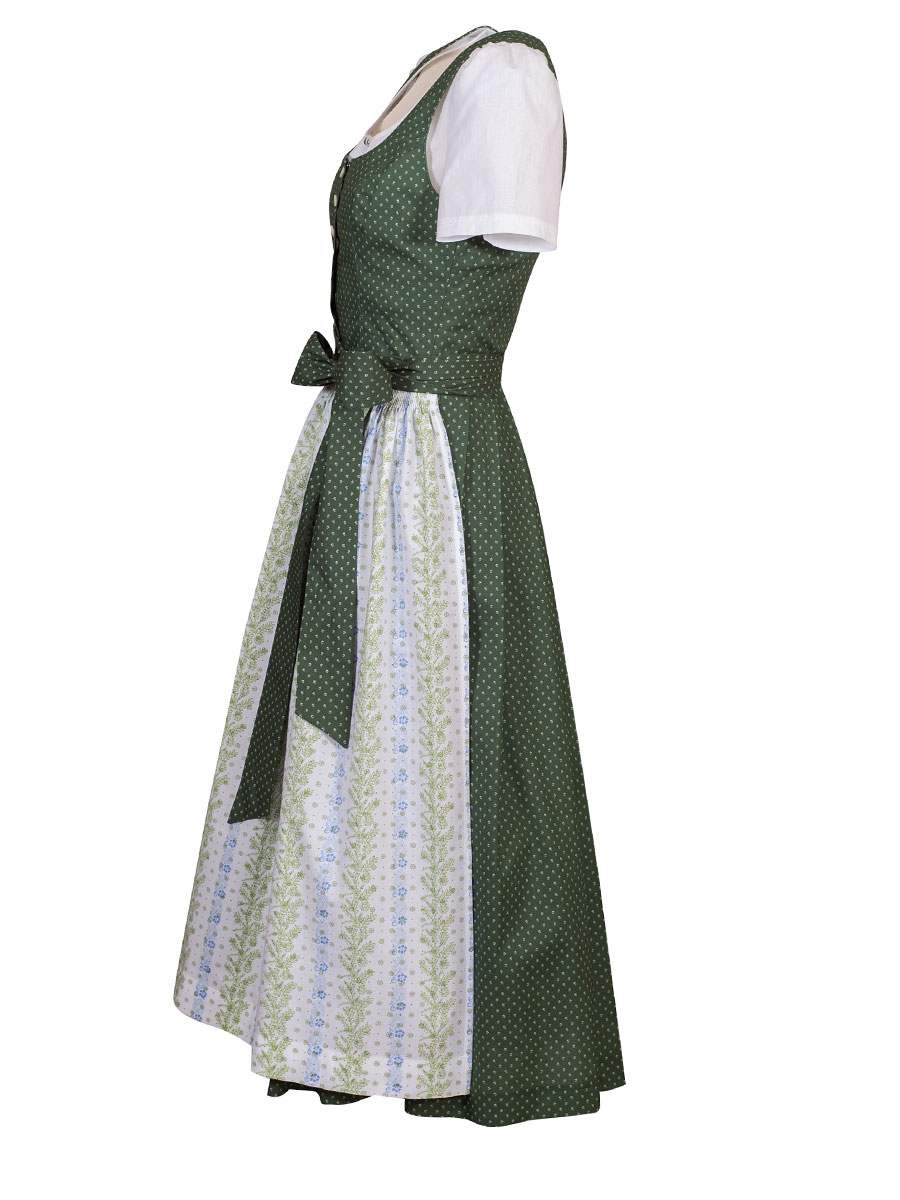 hausg'macht Baumwolldirndl Koflersee, grün, weiße Schürze mit Blumen, Stretch, 80cm #2