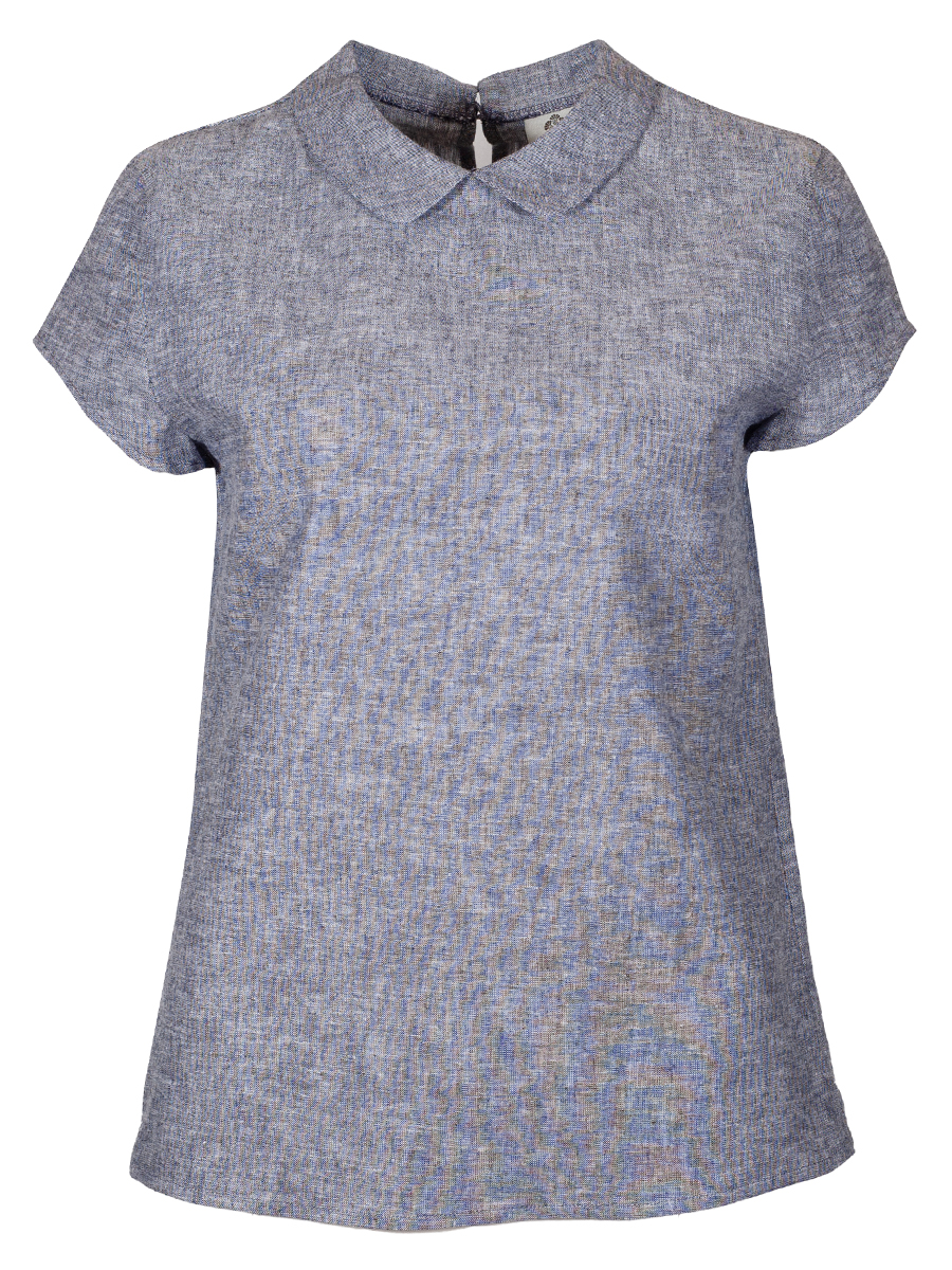 Berwin & Wolff Damenbluse, marine meliert, Liegekragen, Schlupfbluse #1