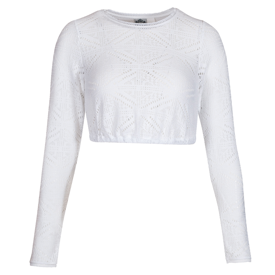 Hammerschmid Bettina Dirndlbluse, hochgeschlossen, Spitze, weiß, Langarm #1