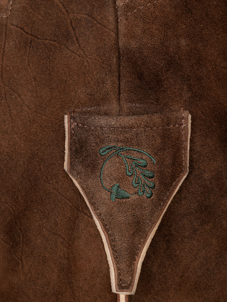 Weinbauer Kurze Lederhose Franz, Ziegenvelour, ahorn, grüner Stick #4