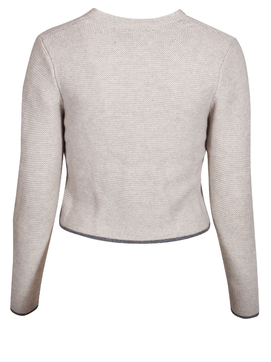 fei scho schee Strickjacke, natural, Einfassung in grau, kurz #2