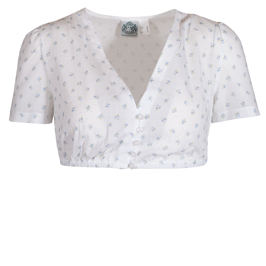 Hammerschmid Anette Dirndlbluse, weiß, blauer Blümchendruck #1