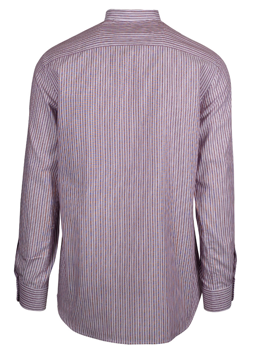 Arzberger Herrenhemd, weinrot, gestreift, Stehkragen, Pfoad, Slim #3