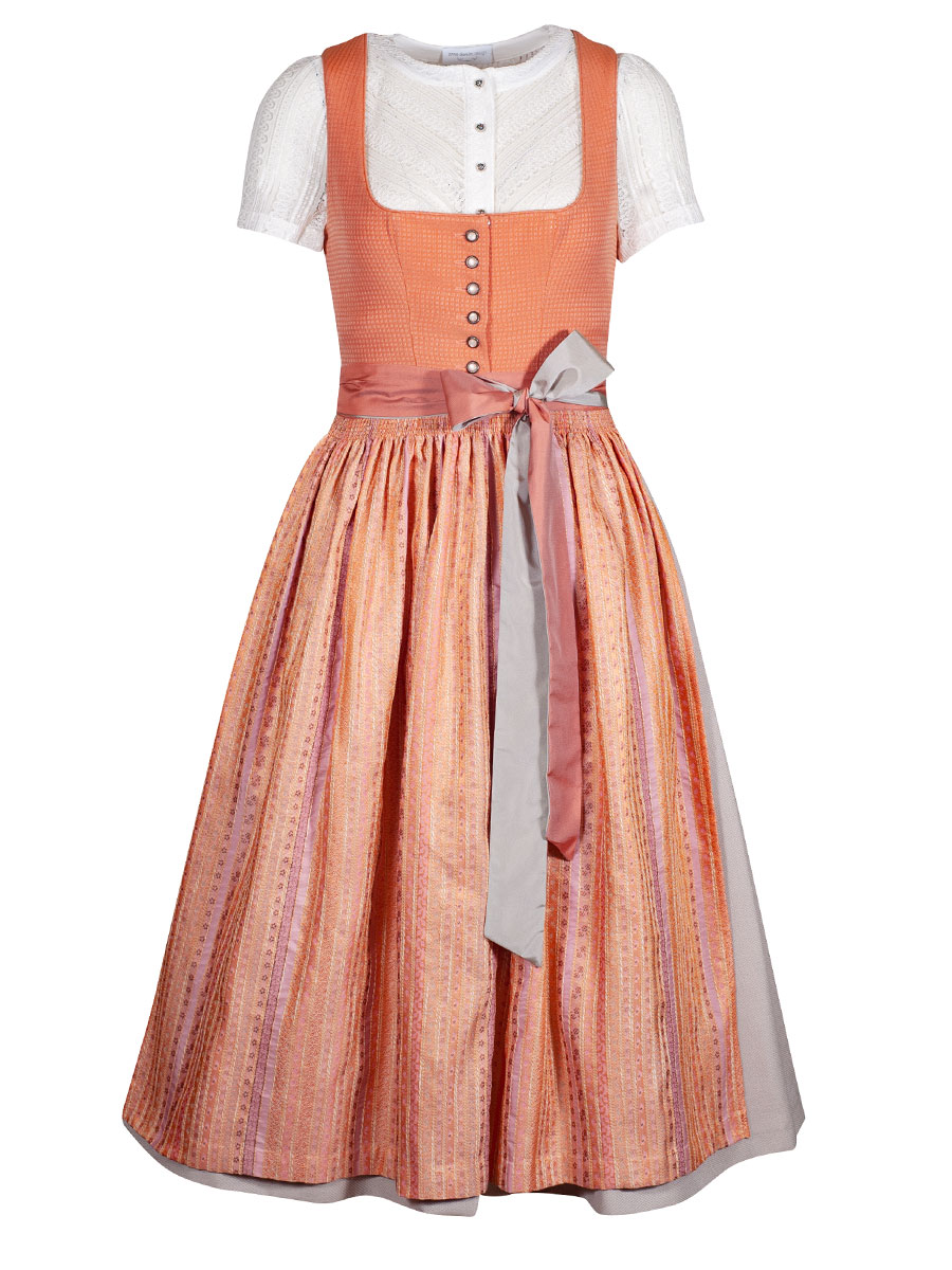 hausg'macht Pillersee Baumwolldirndl, orange-grau, 80lg #1