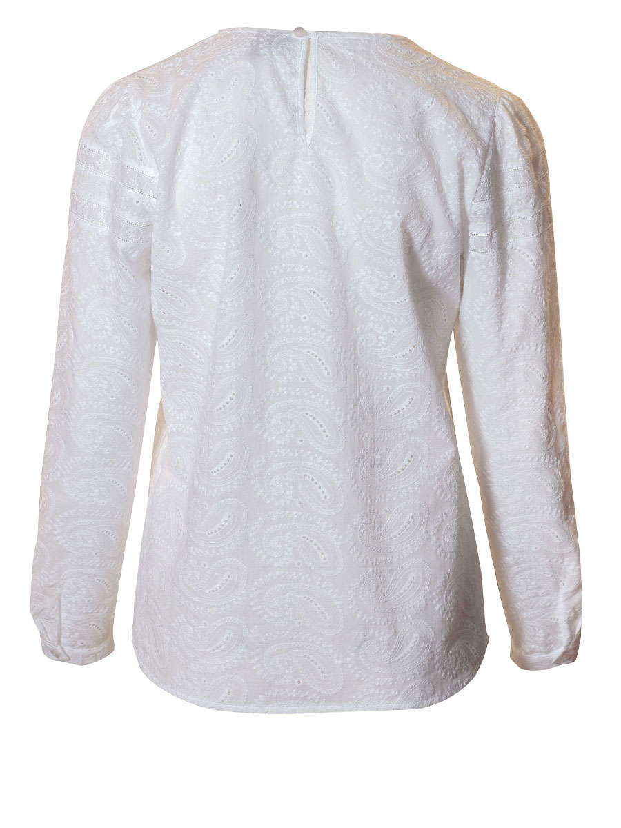 Berwin & Wolff Sommerbluse, weiß, Langarm, Stickereien, Paisley #2