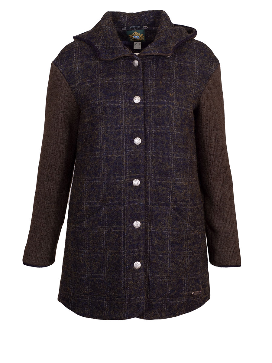 Hammerschmid Pinzgau Walkjacke, längerer Schnitt, oliv-marine, Kapuze #1