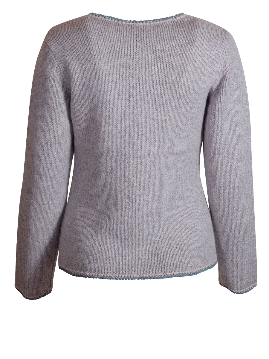 Hammerschmid Tyrol Strickjacke, hellgrau, beige-blaue Einfassung #2