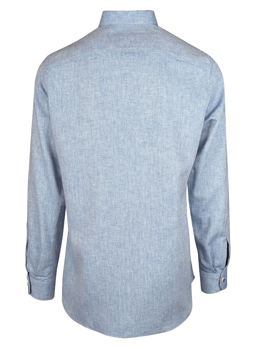 Arzberger Leinenhemd, blau, gestreift, Liegekragen, Pfoad #3