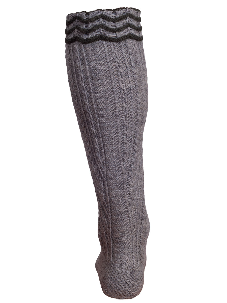 hausg'macht Umschlagstrumpf Werdenfels, mittelgrau-lodengrün, handgefertigt #2