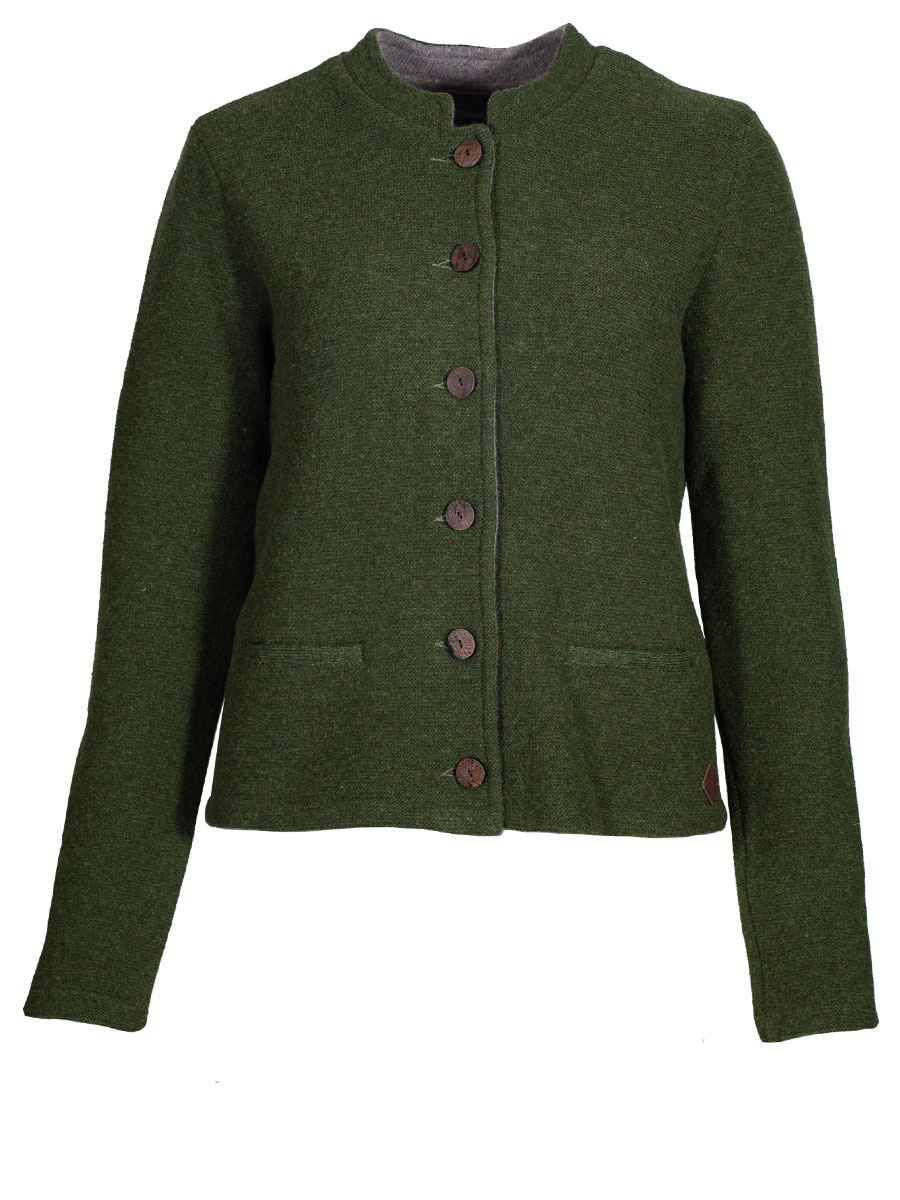 Stapf Strickjacke Marie, tannenzweig, grün, Rückenfalte #1